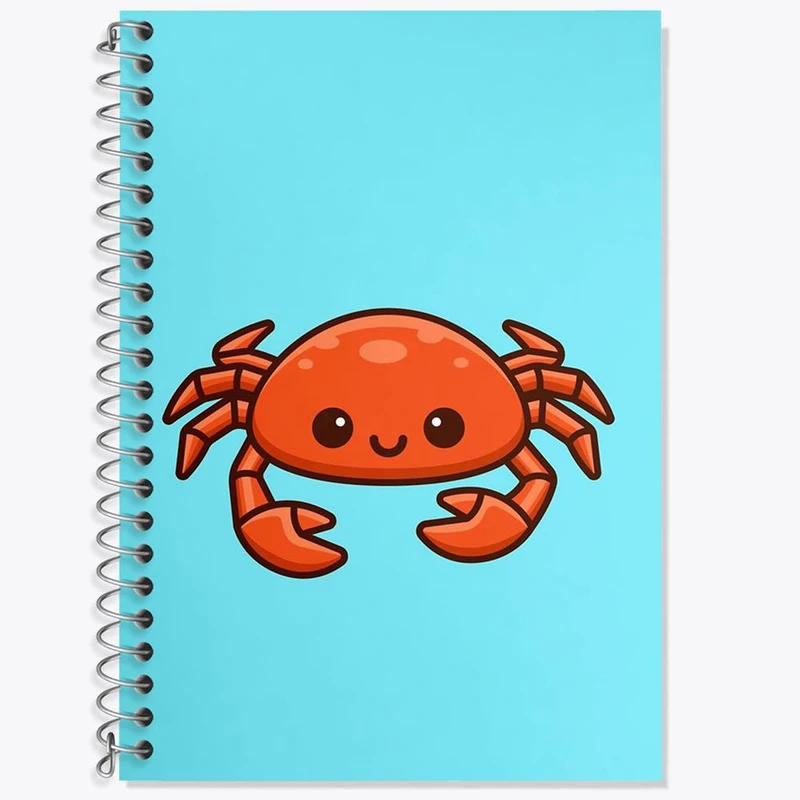 دفتر زبان 50 برگ خندالو مدل دو خط طرح حیوانات آبزی خرچنگ کد 28156