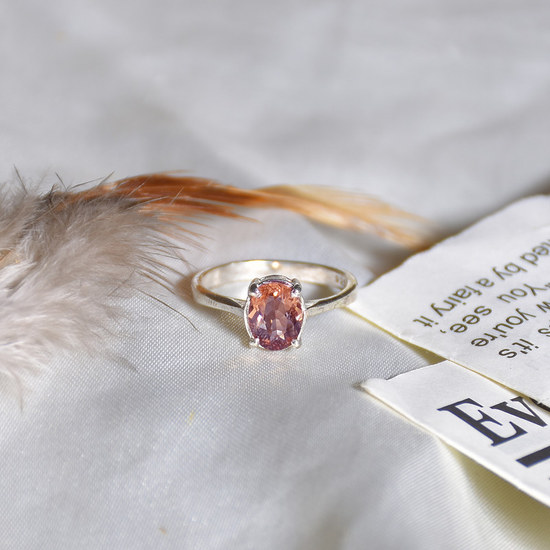 انگشتر نقره زنانه نقره جات لطفی مدل الکساندریت کد ANZS06E06