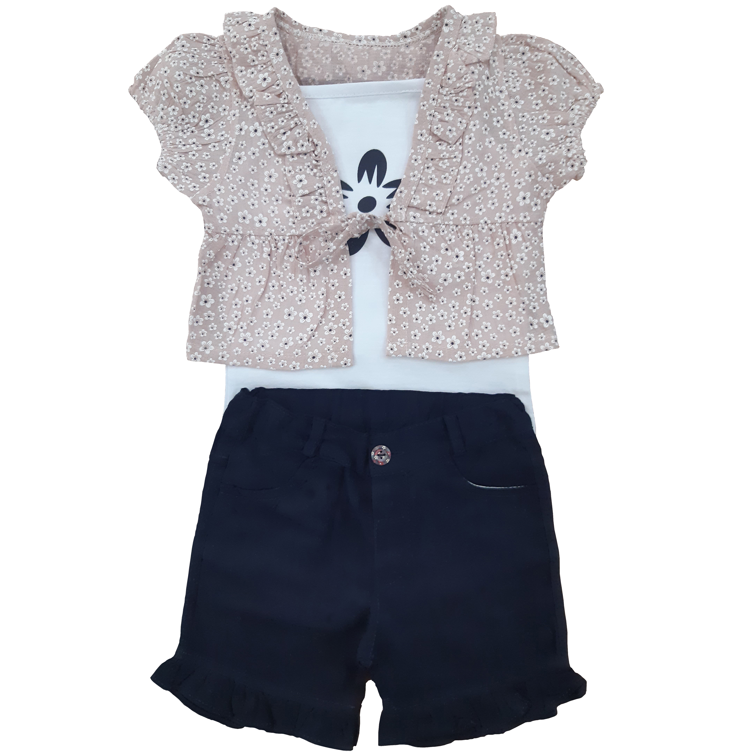 ست سه تکه لباس نوزادی دخترانه مدل بهار کد p1013