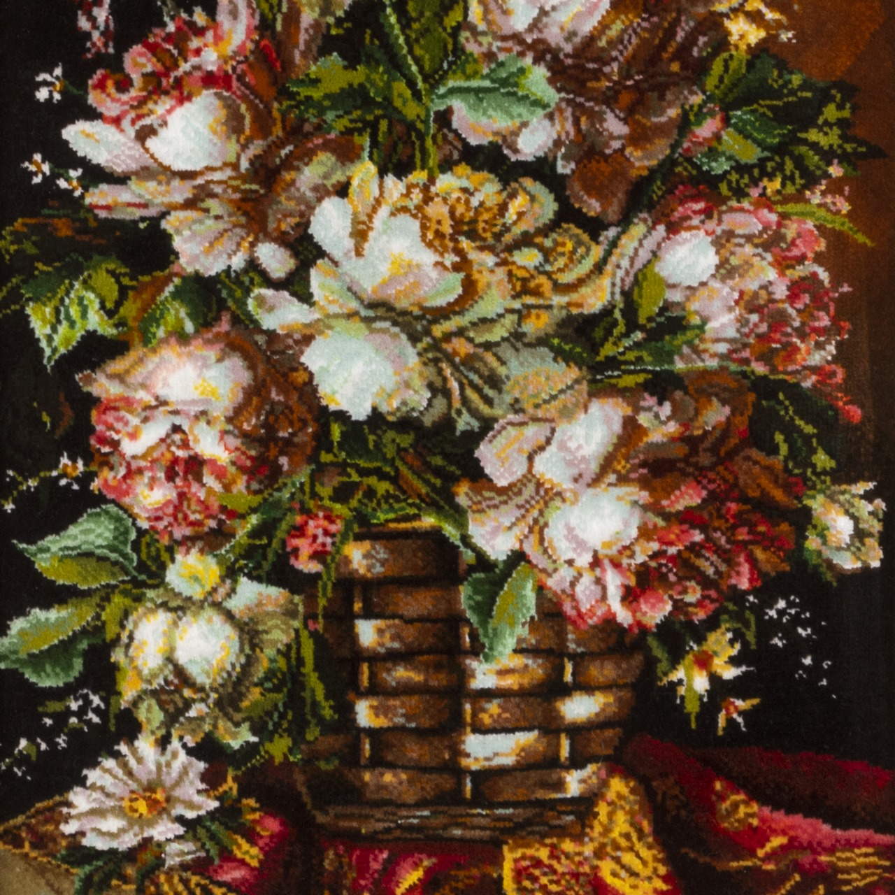 Handmade Persian Flower in pots carpet tableau, code 901827 
