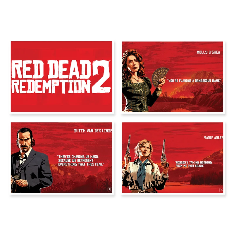پوستر طرح Red Dead Redemption 2 کد A-1555 مجموعه 4 عددی