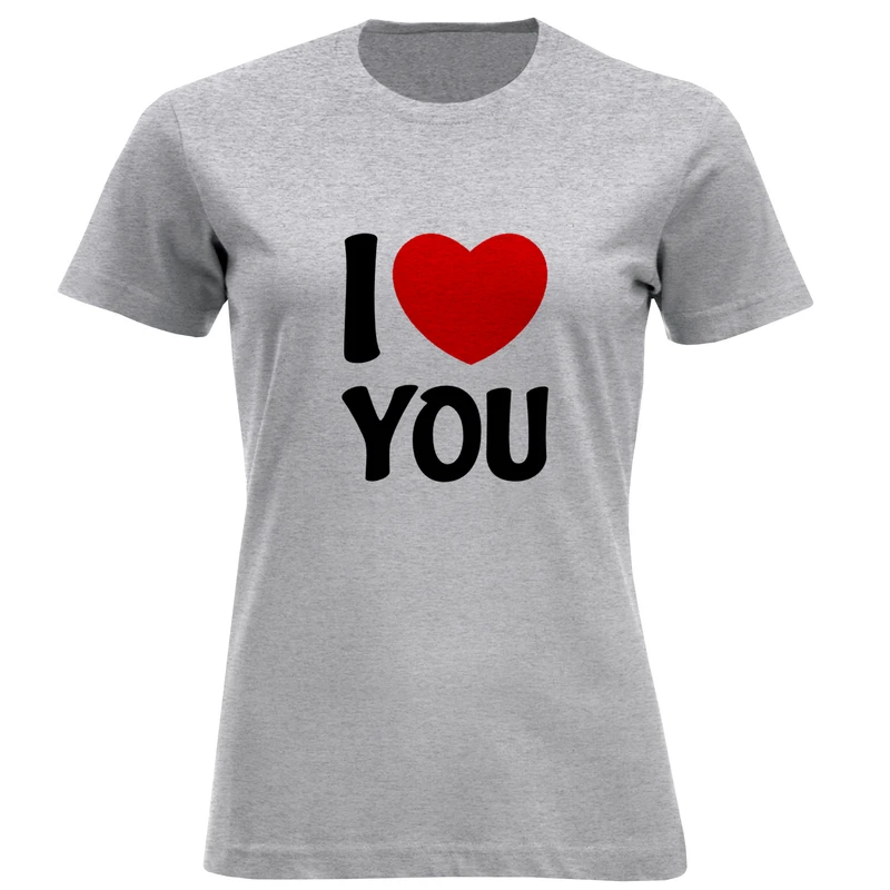 تیشرت آستین کوتاه زنانه طرح i love you کد F166