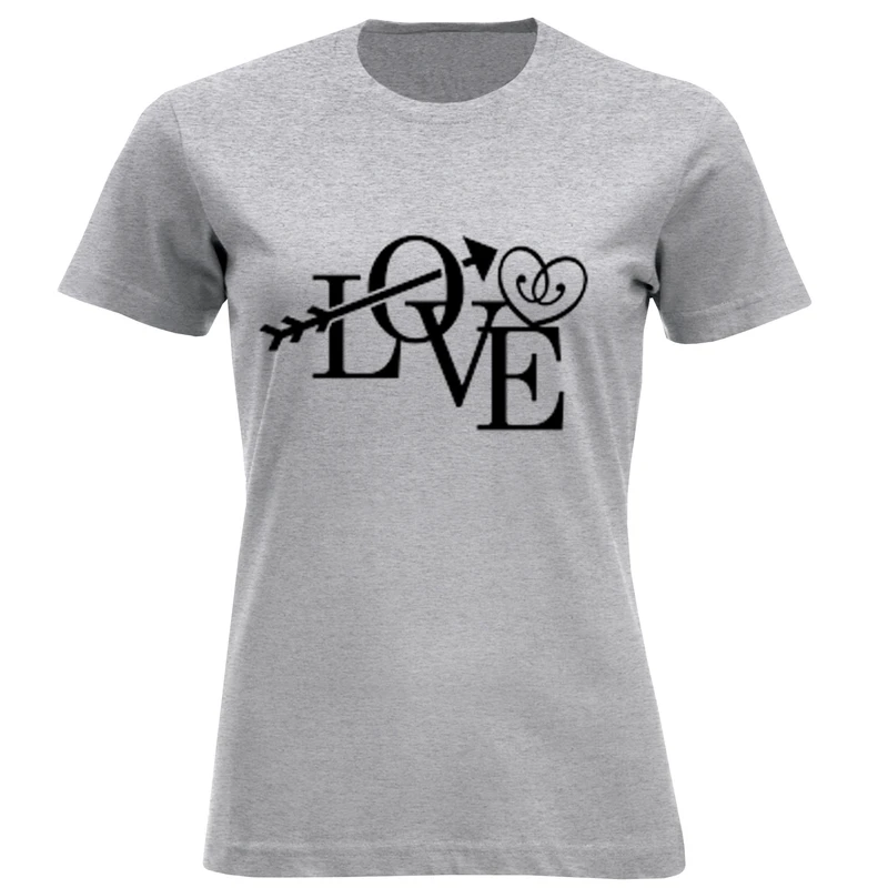 تیشرت آستین کوتاه زنانه طرح LOVE کد F174