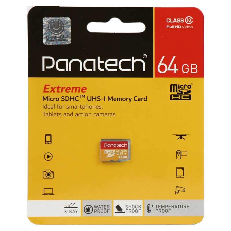 کارت حافظه microSDHC پاناتک مدل Extreme کلاس 10 استاندارد UHS-I U1 سرعت 30MBps ظرفیت 64 گیگابایت