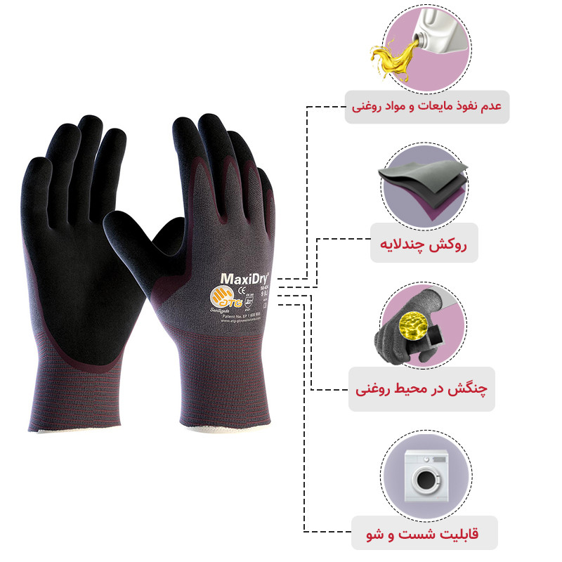 دستکش ایمنی ای تی جی مدل مکسی درای 424-56