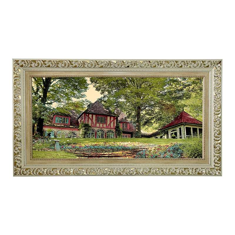 تابلو فرش ماشینی طرح دستبافت مدل خانه های جنگلی کد 7645