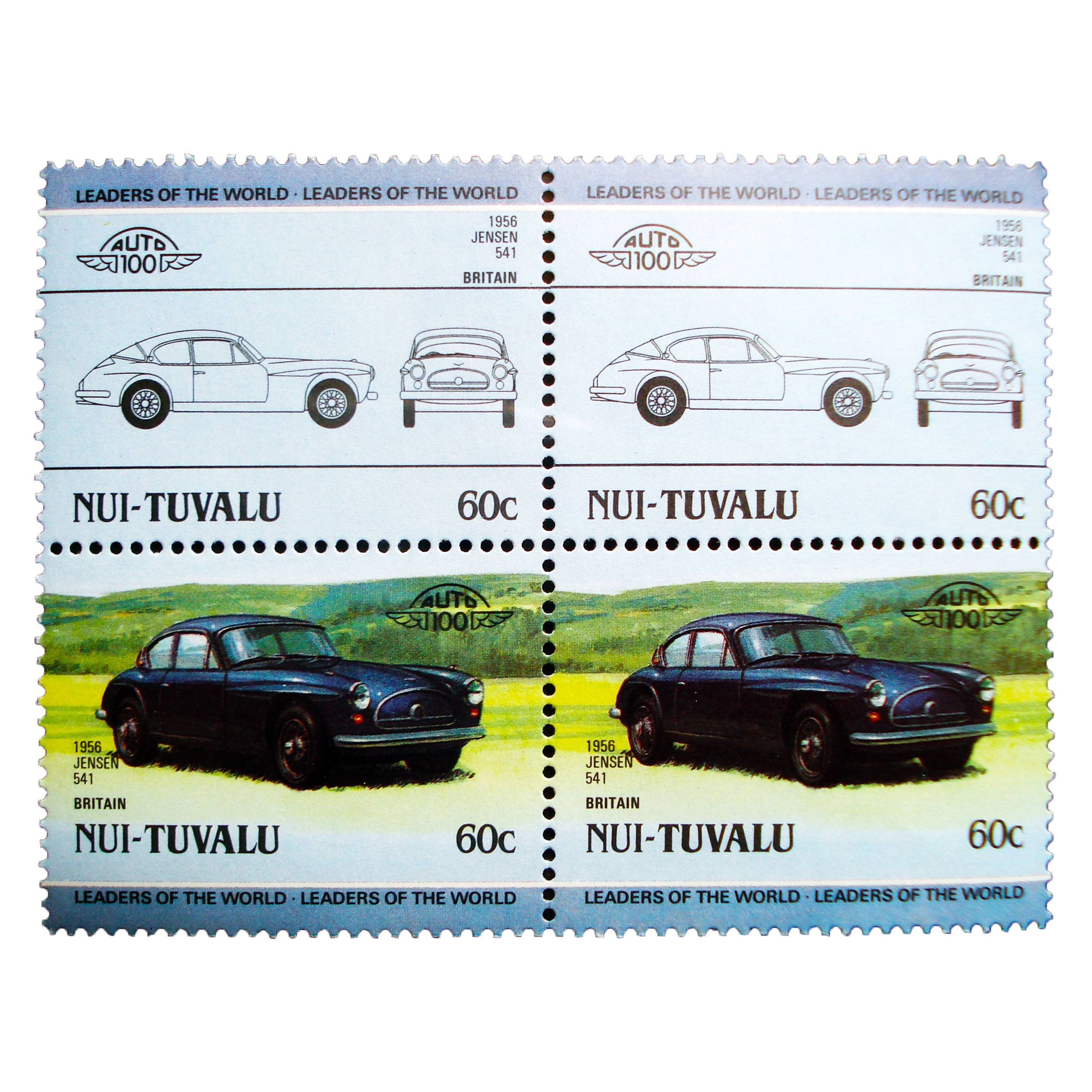 تمبر یادگاری طرح اتومبیل مدل 1956 JENSEN کد 31 مجموعه 4 عددی