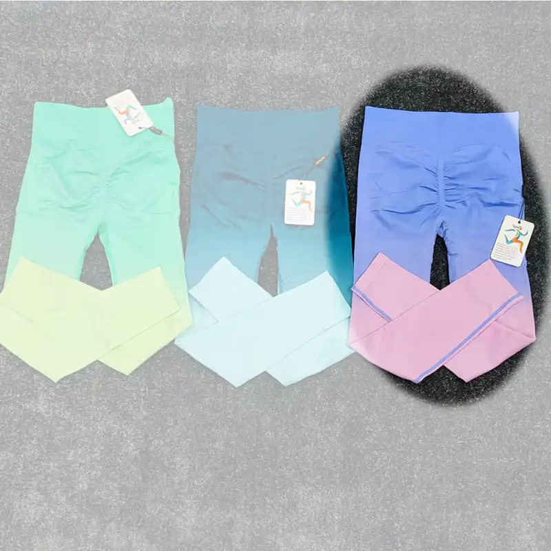 لگینگ ورزشی زنانه مدل فلورسنت کالر پلت سیملس پشت چین دار کد BP1