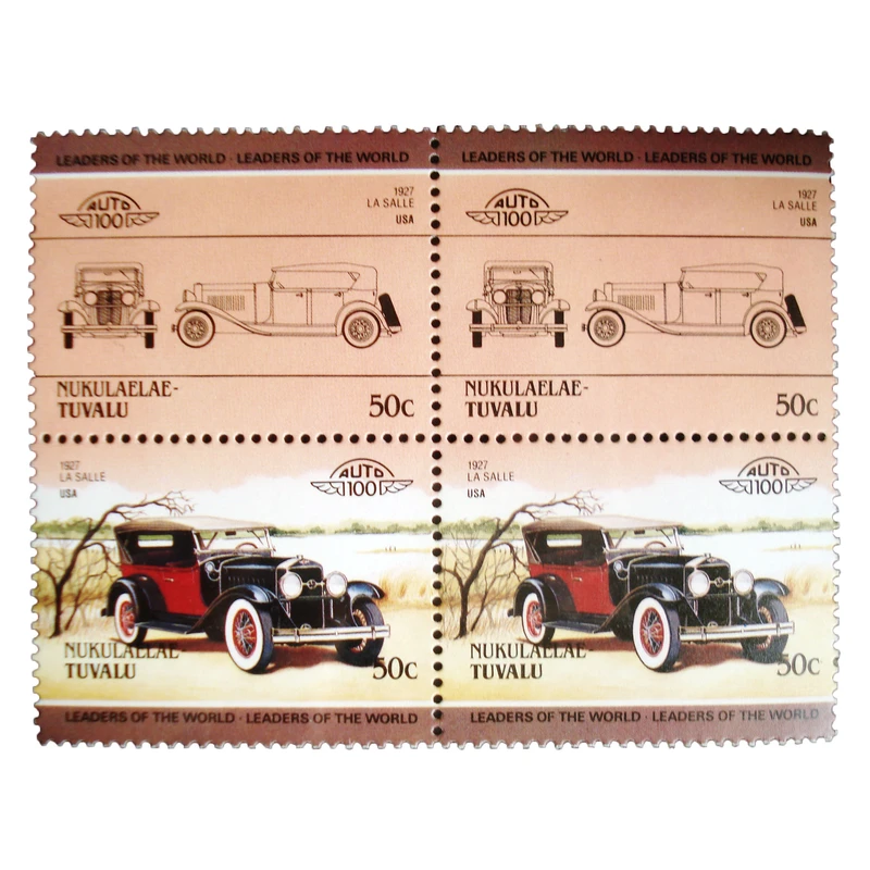تمبر یادگاری طرح اتومبیل مدل LA SALLE 1927 کد M-38 مجموعه 4 عددی
