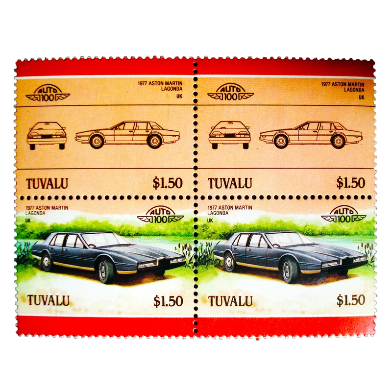 تمبر یادگاری طرح اتومبیل مدل ASTON MARTIN 1937 کد M-42 مجموعه 4 عددی