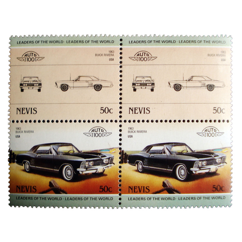 تمبر یادگاری طرح اتومبیل مدل 1963 BUICK کد M-47 مجموعه 4 عددی