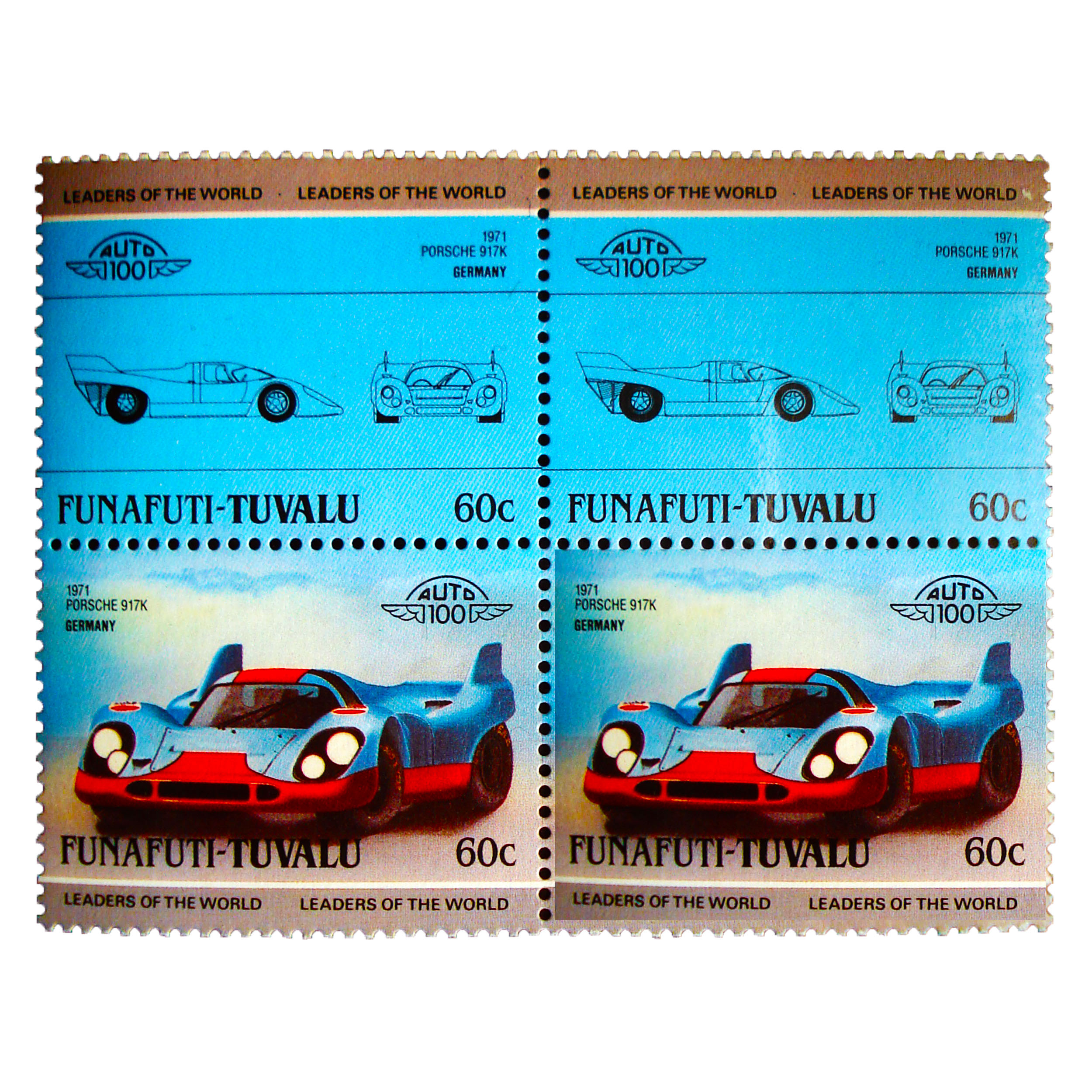تمبر یادگاری طرح اتومبیل مدل 1971 PORSCHE کد M-54 مجموعه 4 عددی