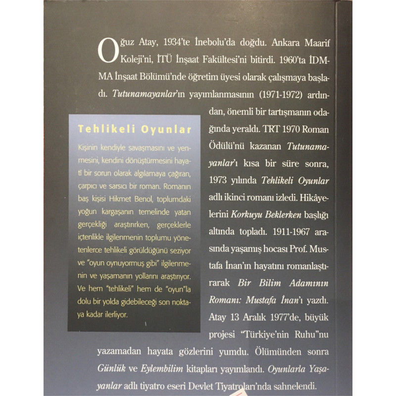 کتاب Tehlikeli Oyunlar اثر Oguz Atay انتشارات iletisim