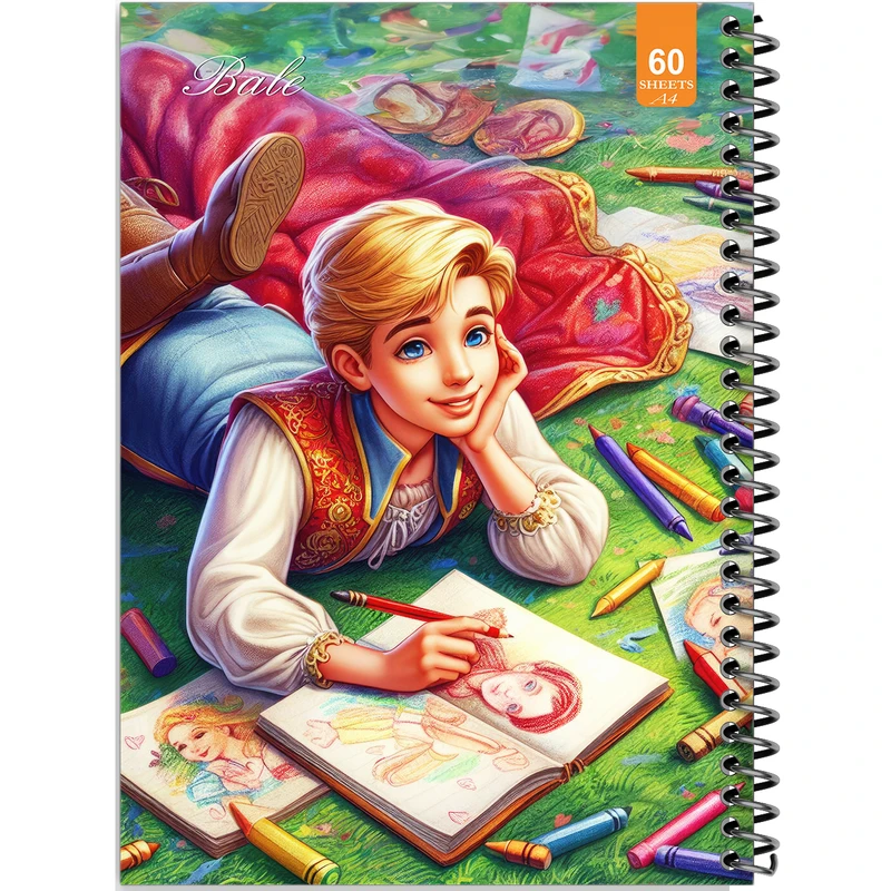 دفتر نقاشی 60 برگ انتشارات بله طرح فانتزی پسر نقاش کد A4-O96