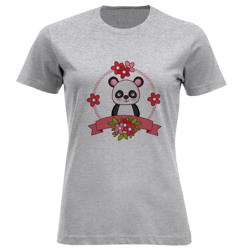تیشرت آستین کوتاه زنانه طرح پاندا کد F185