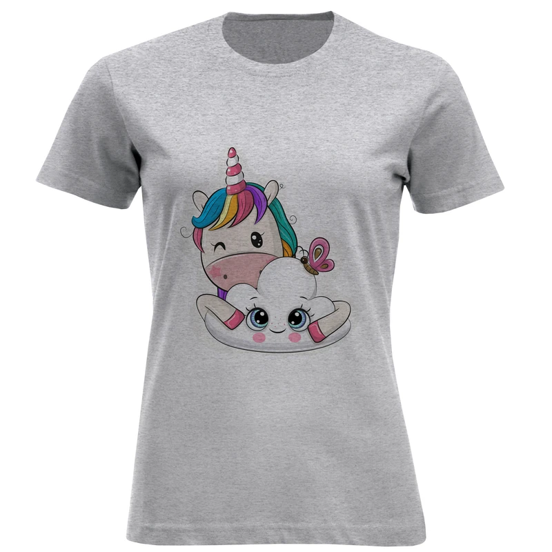 تیشرت آستین کوتاه زنانه طرح تک شاخ کد F190