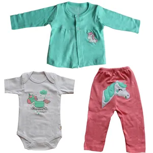 ست 3 تکه لباس نوزادی دخترانه طرح اسب تک شاخ