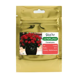 بذر گل شمعدانی پاکوتاه قرمز بذرینو کد 01