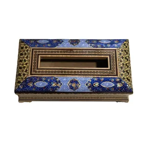جعبه دستمال کاغذی خاتم کاری طرح اسلیمی کد 8