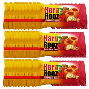 کیک کرمدار با رویه ژله ای با طعم توت فرنگی آناتا - 60 گرم بسته 36 عددی