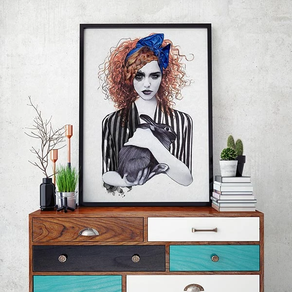 تابلو سالی وود طرح اِما خانوم و خرگوشش کد T300806