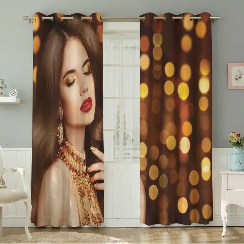 پرده نیروانا طرح چهره مدل مخمل کد 4690 سایز 140×280 سانتی متر