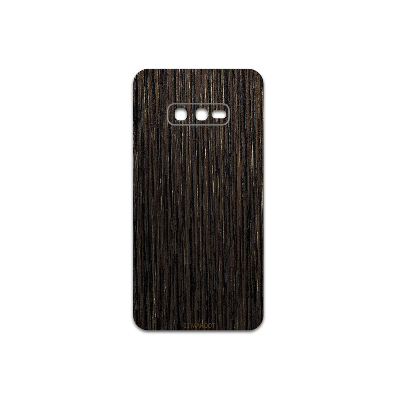 برچسب پوششی ماهوت مدل Dark-Gold-Stripes-Wood مناسب برای گوشی موبایل سامسونگ Galaxy S10e