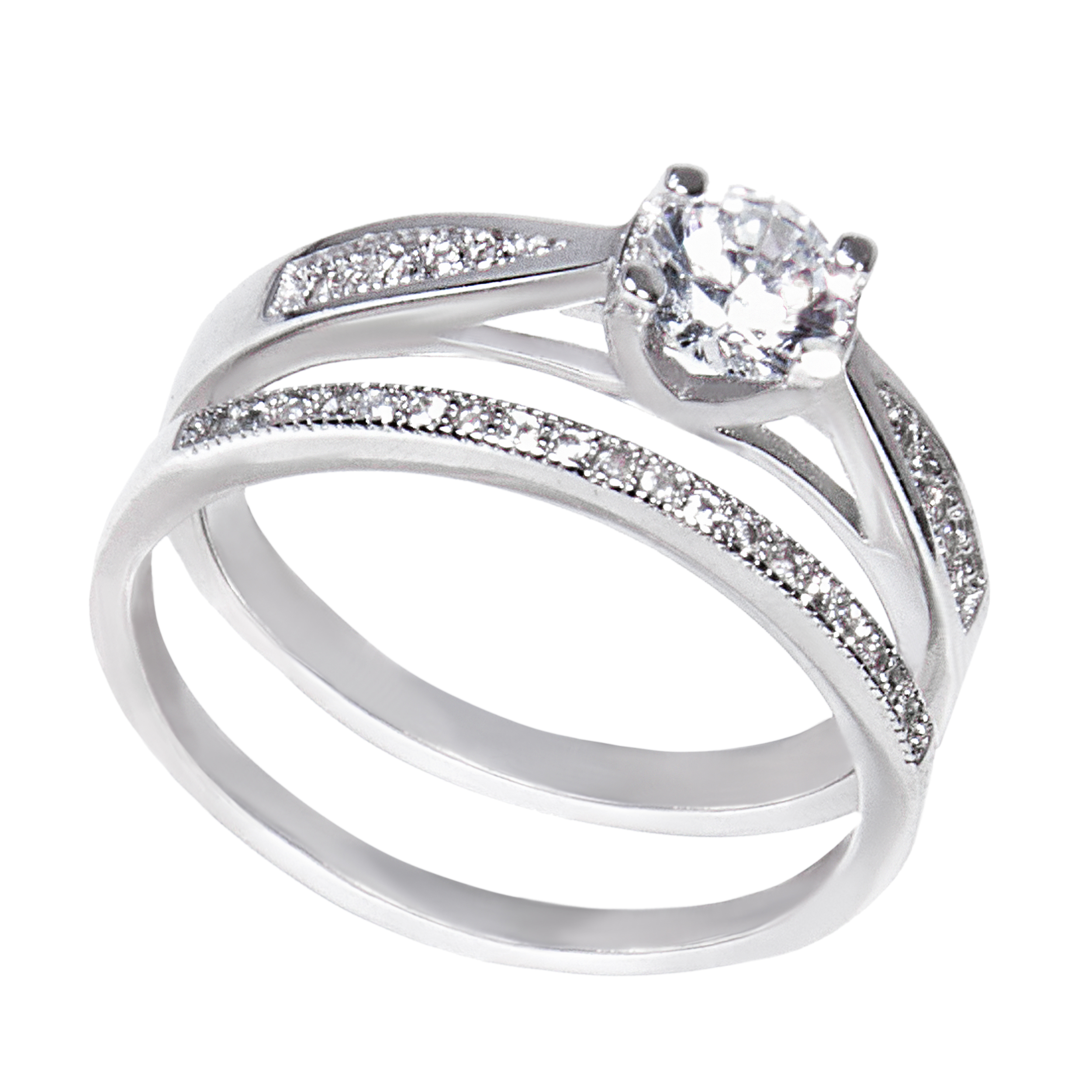 انگشتر  نقره زنانه کد  AWR_112 مجموعه 2 عددی