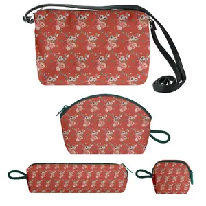 کیف دخترانه طرح گل کد flo3 مجموعه 4 عددی