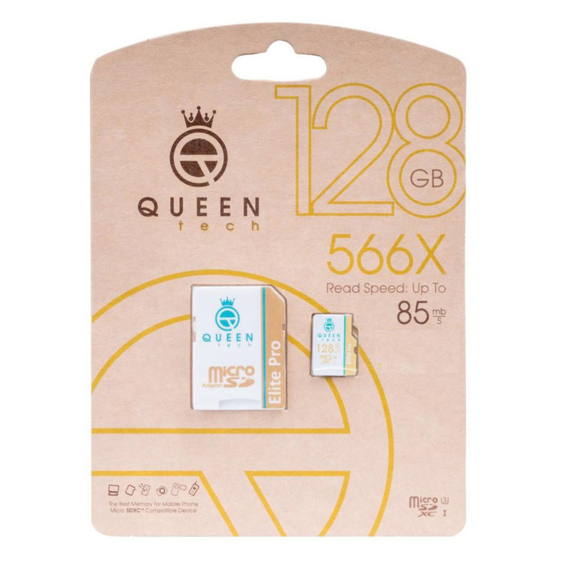 کارت حافظه microSDXC کوئین تک مدل Elite pro 566X کلاس 10 استاندارد UHS-I U3 سرعت 85MBps ظرفیت 128 گیگابایت به همراه آداپتور SD
