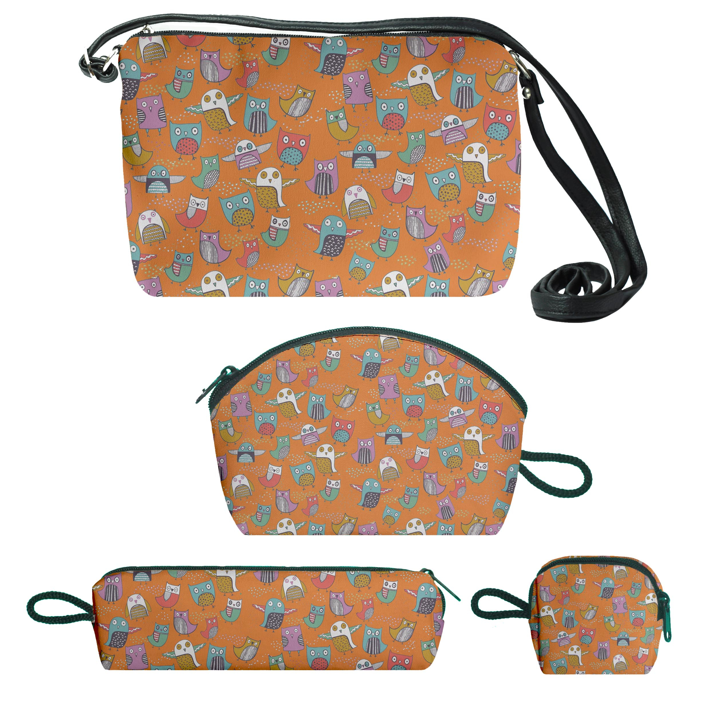 کیف دخترانه طرح جغد کد olw مجموعه 4 عددی