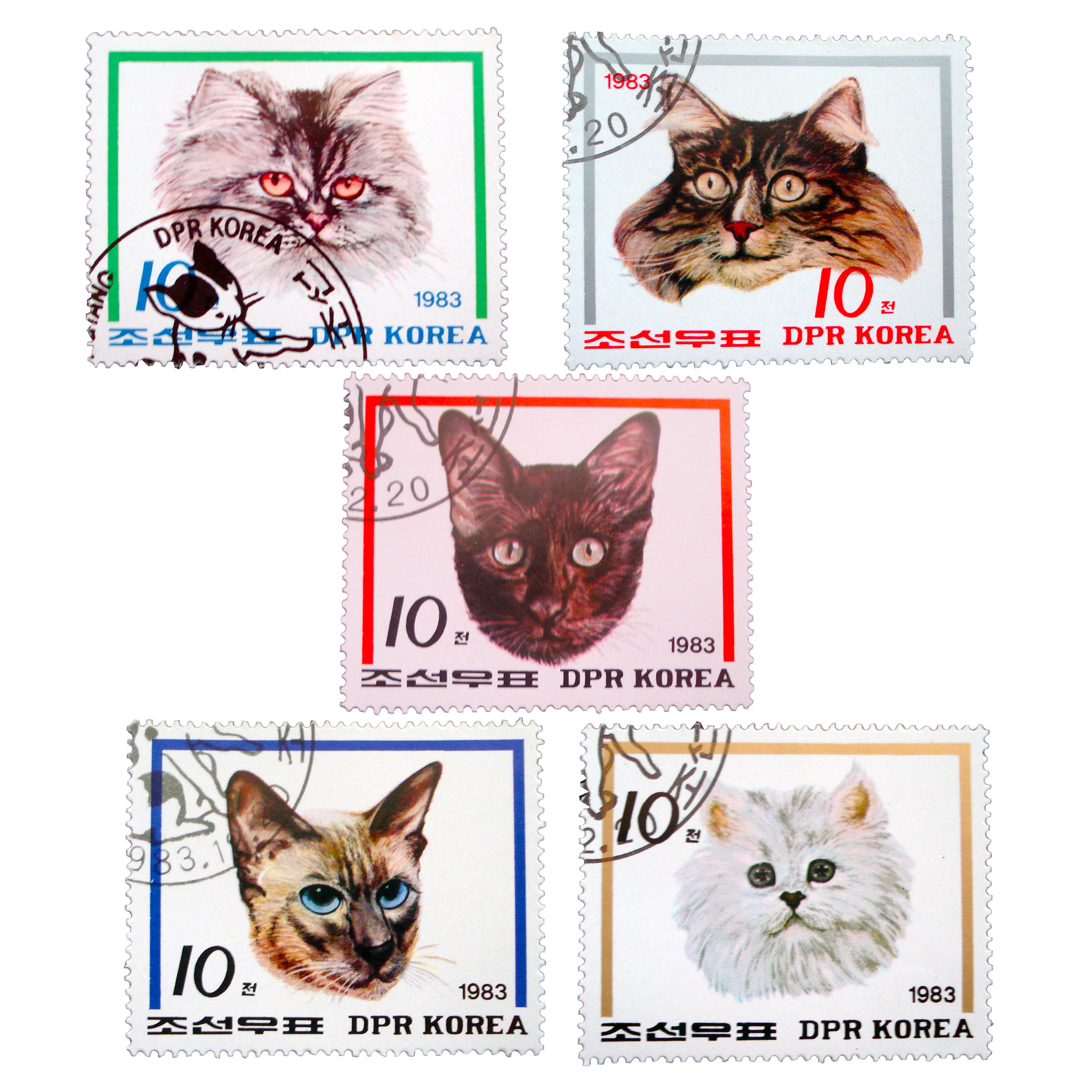 تمبر یادگاری طرح حیوانات مدل CATS کد C-126 مجموعه 5 عددی