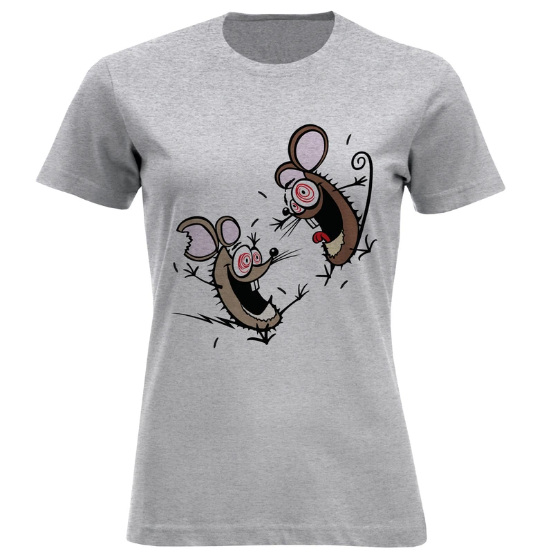 تیشرت آستین کوتاه زنانه طرح موش ها کد F254