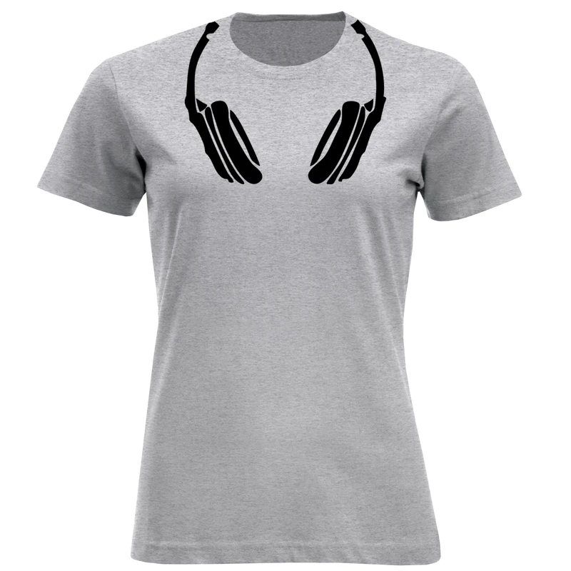 تیشرت آستین کوتاه زنانه طرح هدفون کد F265