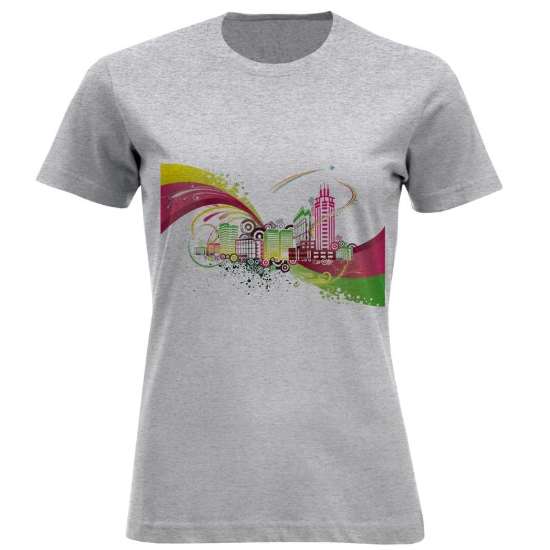 تیشرت آستین کوتاه زنانه طرح شهر کد F268