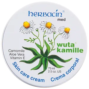 کرم ضد چروک و مرطوب کننده هرباسین مدل Wuta Kamille AloeVera کاسه ای برای پوست های حساس حجم 75 میلی لیتر