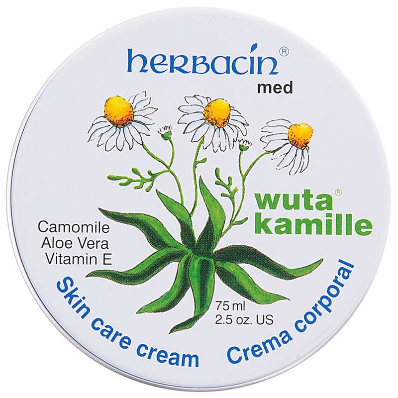 کرم ضد چروک و مرطوب کننده هرباسین مدل Wuta Kamille AloeVera کاسه ای برای پوست های حساس حجم 75 میلی لیتر