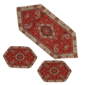 ست 3 تکه رومیزی ترمه ابریشمی کد 114