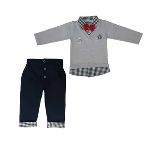 ست 3 تکه لباس پسرانه کد 1149 رنگ طوسی