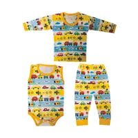 ست 3 تکه لباس نوزادی طرح قطار کد 1013