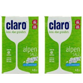 نمک ظرفشویی کلارو مدل Alpen Salz وزن 1.5 کیلوگرم بسته 2 عددی