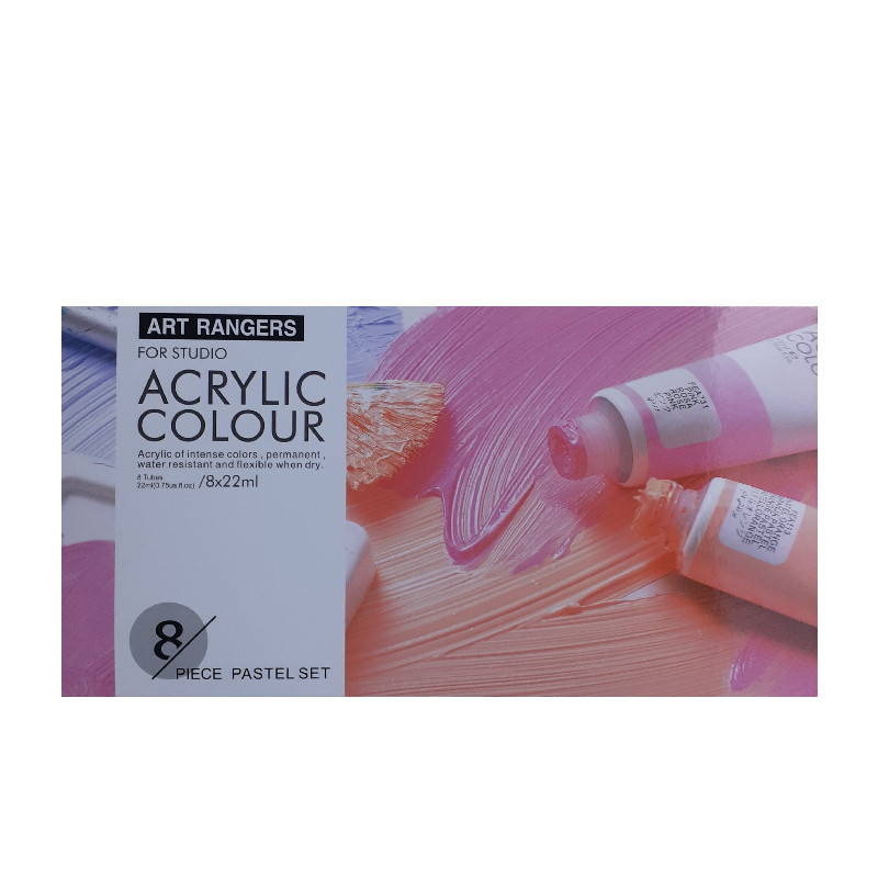 رنگ اکیلیک ارت رنجر مدل STUDIO PASTEL حجم 22 میلی لیتر بسته 8 عددی