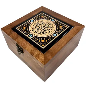 جعبه هدیه چوبی طرح نام علی بن موسی الرضا کد KNMB5105