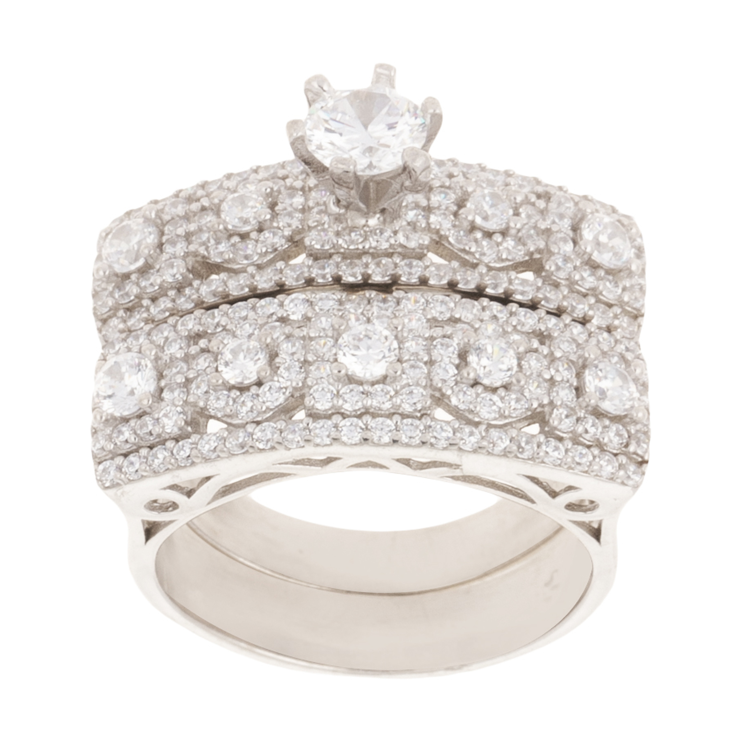 انگشتر نقره زنانه سینانر کد SN-R0153 مجموعه 2 عددی