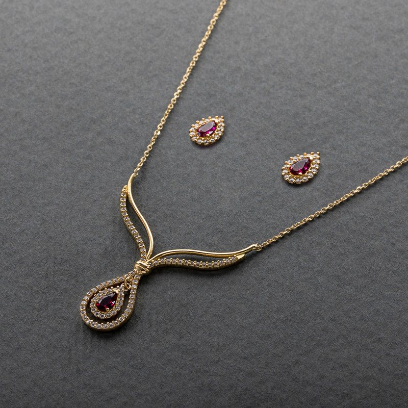 نیم ست طلا 18 عیار زنانه جواهری سون مدل 2459