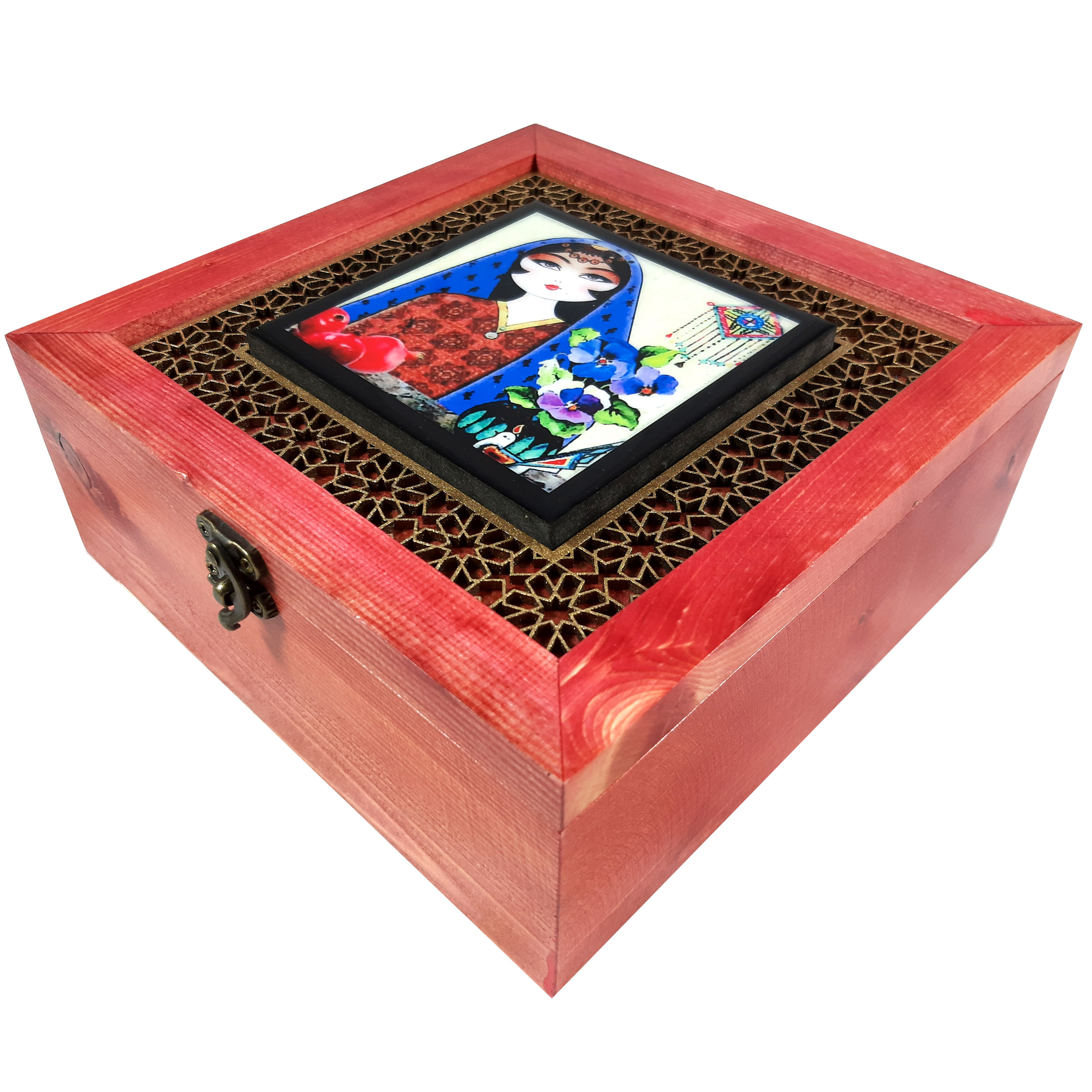  جعبه هدیه چوبی طرح مهر بانو کد KNLB5153