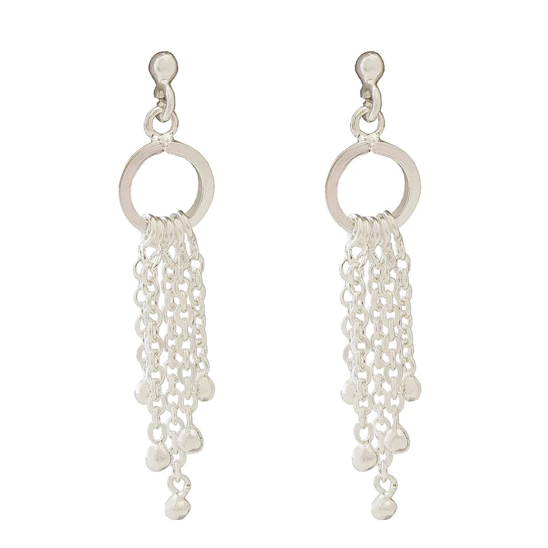 گوشواره حلقه‌ای نقره‌ای