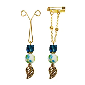 ست سنجاق سینه و گیره روسری زنانه طرح برگ کد PM465