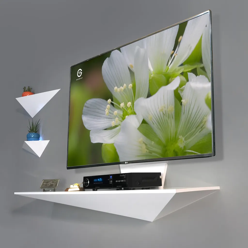 میز تلویزیون دیواری راهپود مدل نیلوفر A113 به همراه طبقه دیواری