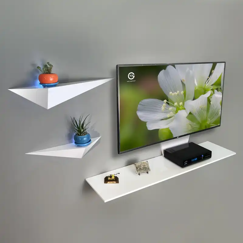 میز تلویزیون دیواری راهپود مدل نیلوفر A113 به همراه طبقه دیواری